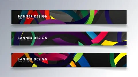 Set rectangular banner with a circle background colorful Stock Illustration