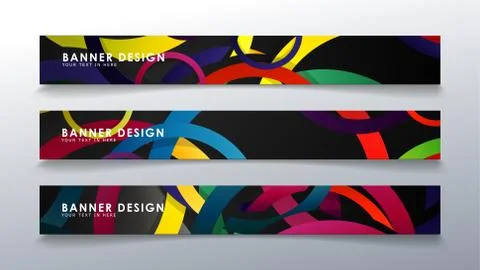 Set rectangular banner with a circle background colorful イラスト素材