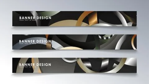 Set rectangular banner with a circle background. neutral color gradient Stock Illustration