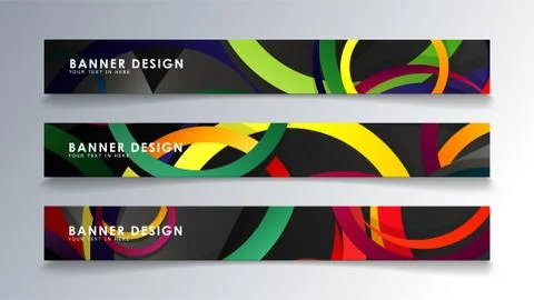 Set rectangular banner with a circle background colorful Stock Illustration