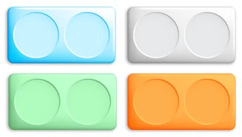 Set of rectangular buttons with rounded corners, divided into round areas. El Illustrazione stock