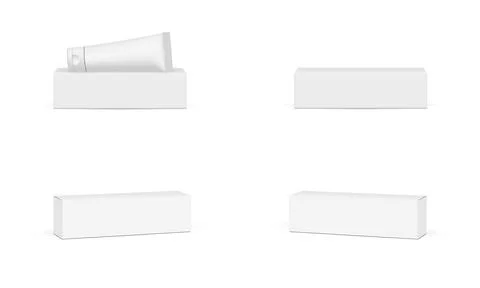 Set of Rectangular Cardboard Boxes with Plastic Tube Stock Illustration