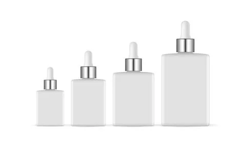 Set of Rectangular Dropper Bottles With Metal Caps Stock Illustration