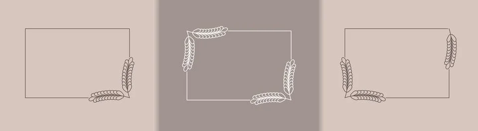 Set of rectangular frames framed by plants for posters, cards, invitations an 스톡 일러스트