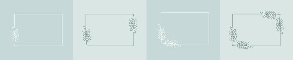 Set of rectangular frames framed by plants for posters, cards, invitations an Stock Illustration