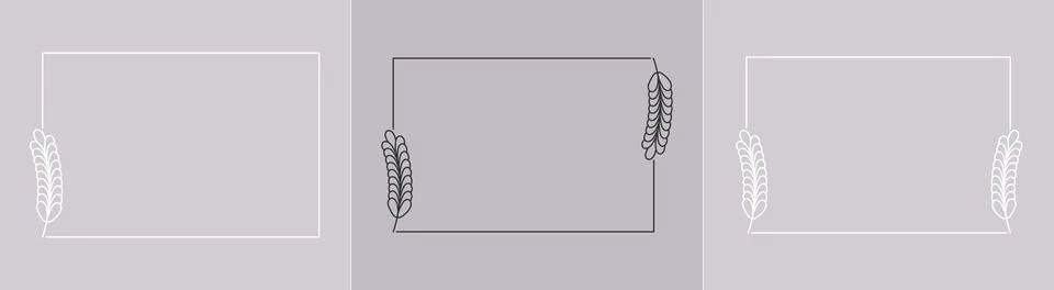 Set of rectangular frames framed by plants for posters, cards, invitations an 스톡 일러스트