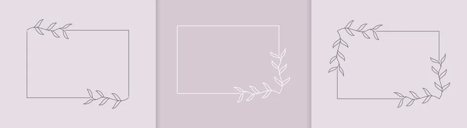 Set of rectangular frames framed by plants for posters, cards, invitations an Stock Illustration