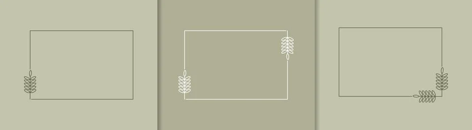 Set of rectangular frames framed by plants for posters, cards, invitations an イラスト素材