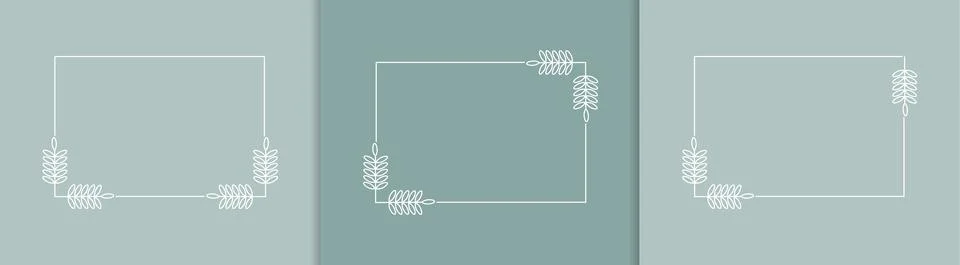 Set of rectangular frames framed by plants for posters, cards, invitations an Stock Illustration