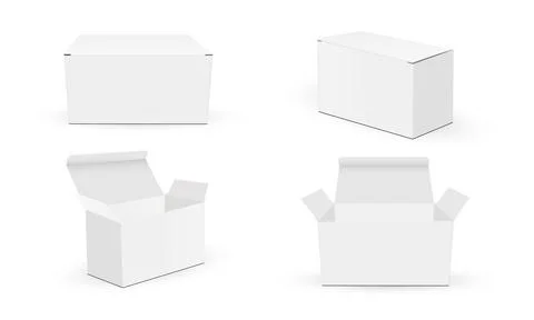 Set of Rectangular Packaging Boxes Mockup, Front, Side View Stock Illustration