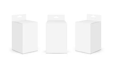 Set of Rectangular Paper Packaging Boxes with Hang Tabs Stock Illustration