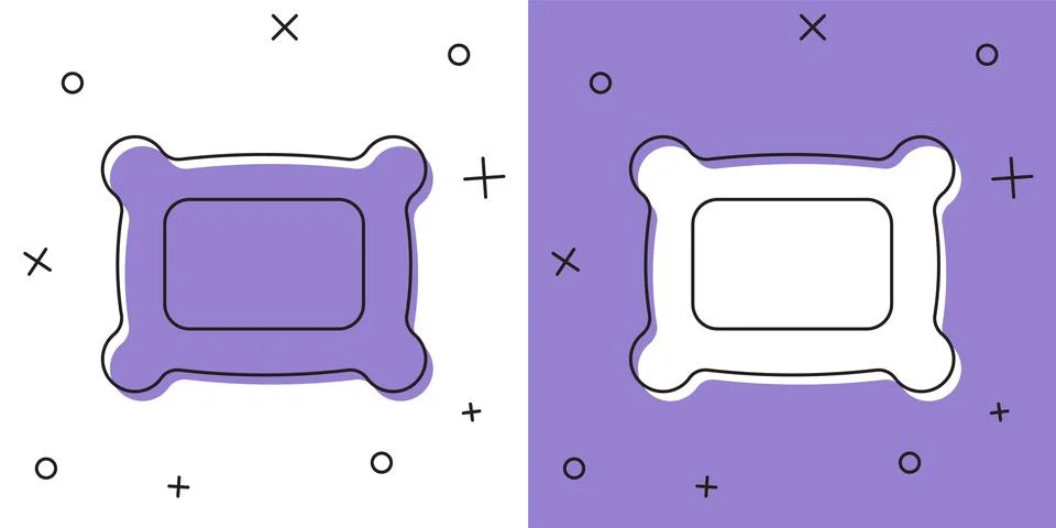Set Rectangular pillow icon isolated on white and purple background. Cushion Ilustração Stock