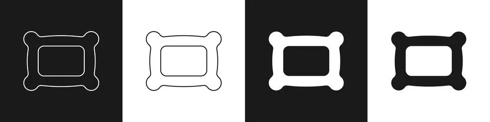 Set Rectangular pillow icon isolated on black and white background. Cushion sign イラスト素材