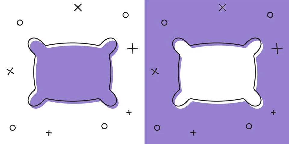 Set Rectangular pillow icon isolated on white and purple background. Cushion Stockillustratie