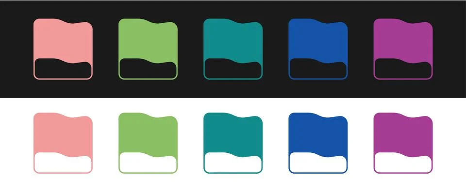 Set Rectangular pillow icon isolated on black and white background. Cushion sign Stock Illustration