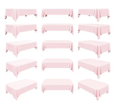 Set of rectangular pink tablecloth with rounded corners 스톡 일러스트