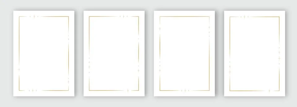Set of rectangular templates with golden outline featuring stars イラスト素材