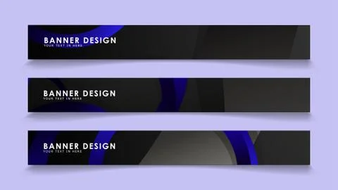 Set rectangular vector banners with background of dark blue circles Illustrazione stock