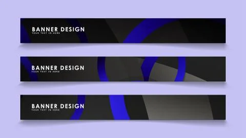 Set rectangular vector banners with background of dark blue circles 스톡 일러스트