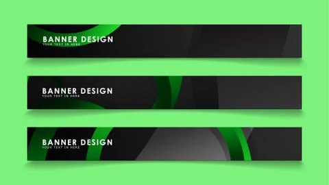 Set rectangular vector banners with background of dark green circles 스톡 일러스트