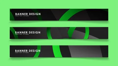Set rectangular vector banners with background of dark green circles Illustrazione stock