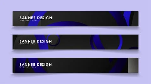 Set rectangular vector banners with background of dark blue circles Stock Illustration