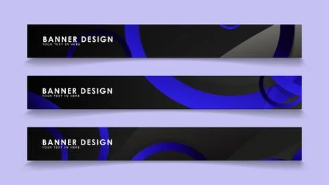 Set rectangular vector banners with background of dark blue circles Illustrazione stock