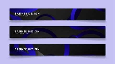 Set rectangular vector banners with background of dark blue circles Stock Illustration