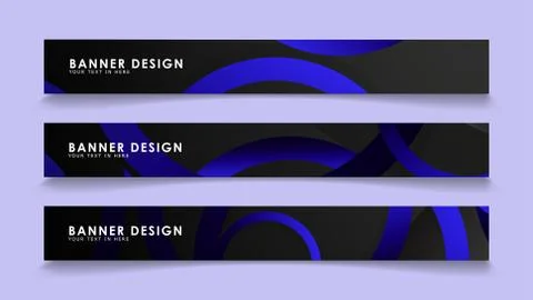 Set rectangular vector banners with background of dark blue circles 스톡 일러스트