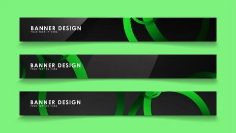 Set rectangular vector banners with background of dark green circles 스톡 일러스트