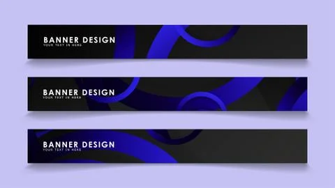 Set rectangular vector banners with background of dark blue circles Stockillustratie
