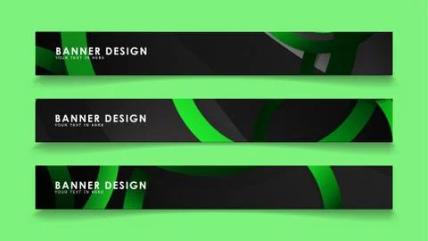 Set rectangular vector banners with background of dark green circles Stockillustratie