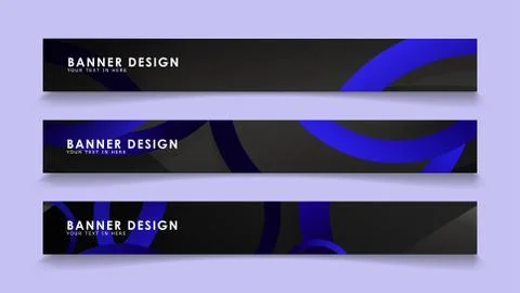 Set rectangular vector banners with background of dark blue circles Stock Illustration