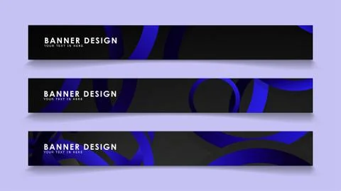 Set rectangular vector banners with background of dark blue circles Stock Illustration