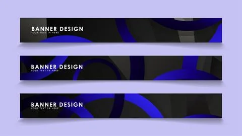 Set rectangular vector banners with background of dark blue circles Stockillustratie