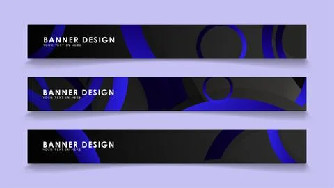 Set rectangular vector banners with background of dark blue circles Stock Illustration