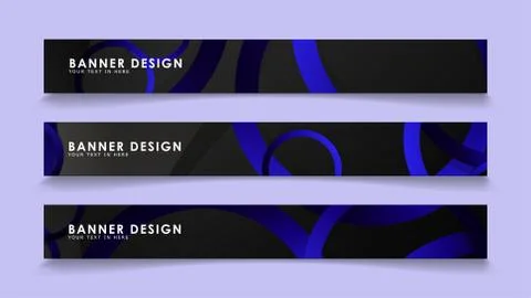 Set rectangular vector banners with background of dark blue circles 스톡 일러스트