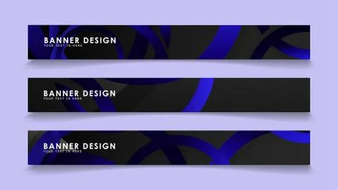 Set rectangular vector banners with background of dark blue circles Stockillustratie