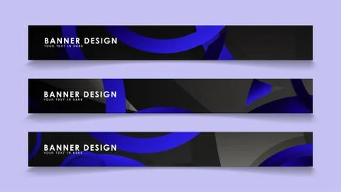 Set rectangular vector banners with background of dark blue circles Stockillustratie