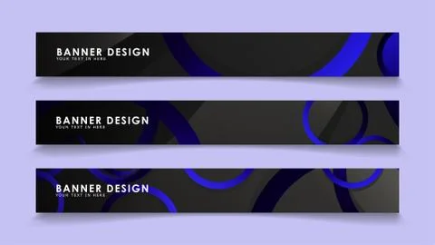 Set rectangular vector banners with background of dark blue circles Stockillustratie