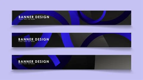 Set rectangular vector banners with background of dark blue circles Illustrazione stock