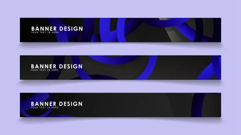 Set rectangular vector banners with background of dark blue circles Stock Illustration