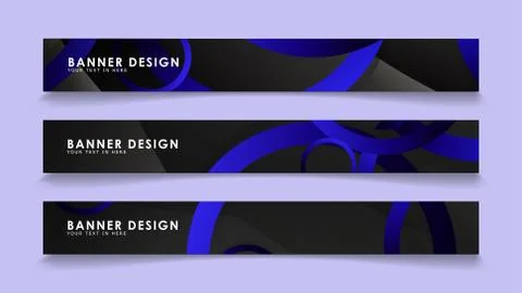 Set rectangular vector banners with background of dark blue circles Stockillustratie