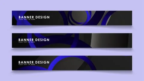 Set rectangular vector banners with background of dark blue circles Stockillustratie