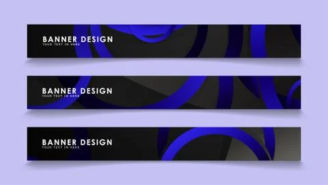 Set rectangular vector banners with background of dark blue circles イラスト素材