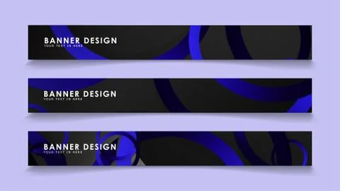 Set rectangular vector banners with background of dark blue circles Stock Illustration