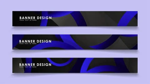 Set rectangular vector banners with background of dark blue circles 스톡 일러스트