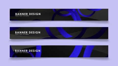 Set rectangular vector banners with background of dark blue circles イラスト素材