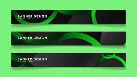 Set rectangular vector banners with background of dark green circles Stockillustratie