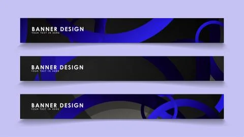 Set rectangular vector banners with background of dark blue circles Stockillustratie